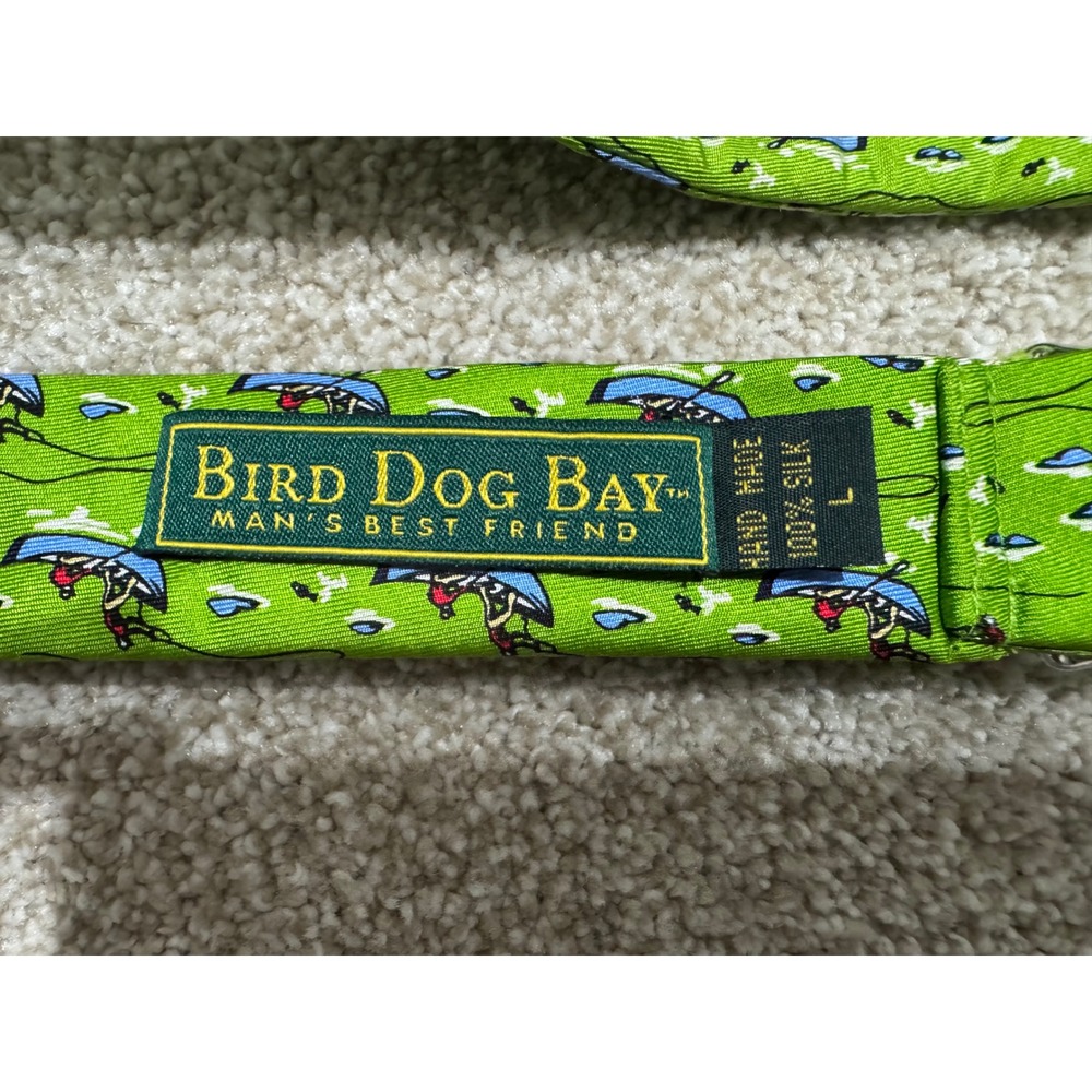 Bird Dog Bay Mens Green Silk Fishing Rowboat Novelty D-Ring Belt Size Large 48in